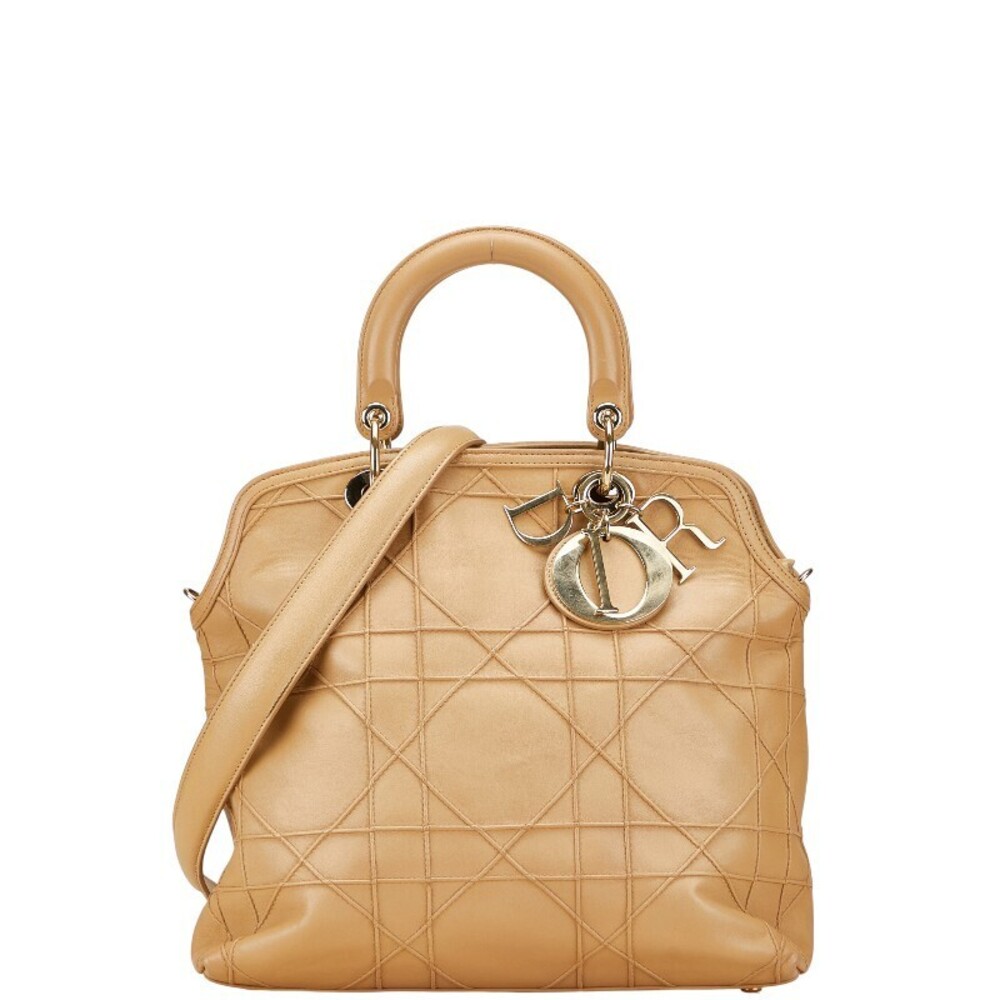 Dior Granville Cannage Shoulder Bag beige leather